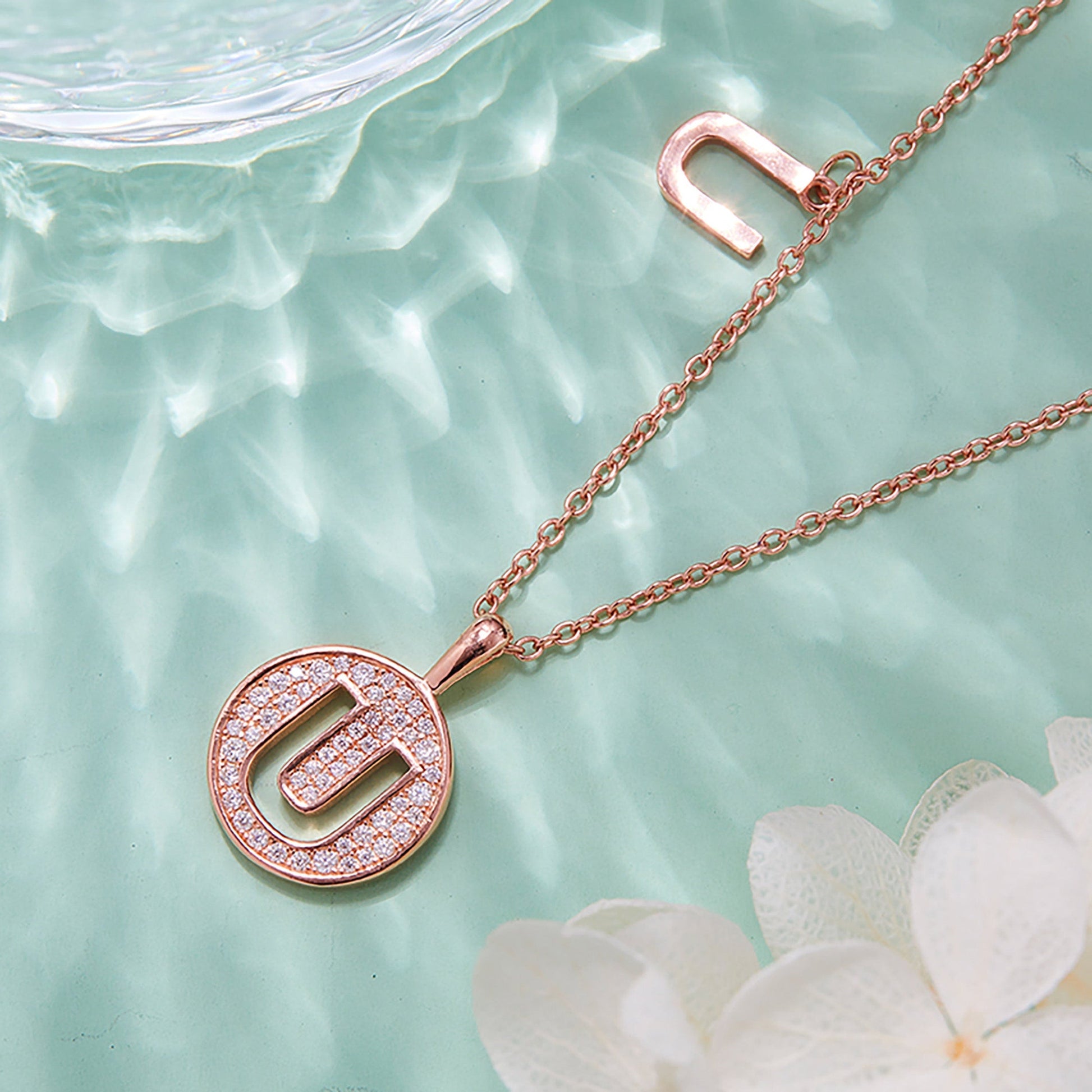 Customized "U" Letter Moissanite Diamond Necklace - farrellouise