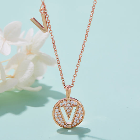 Customized "V" Letter Moissanite Diamond Necklace - farrellouise