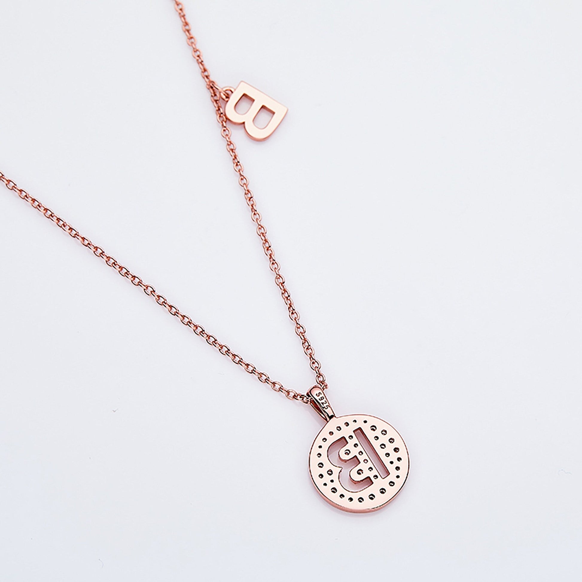 Customized "B" Letter Moissanite Diamond Necklace - farrellouise