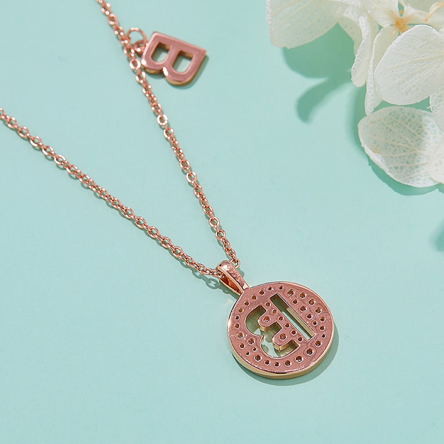 Customized "B" Letter Moissanite Diamond Necklace - farrellouise