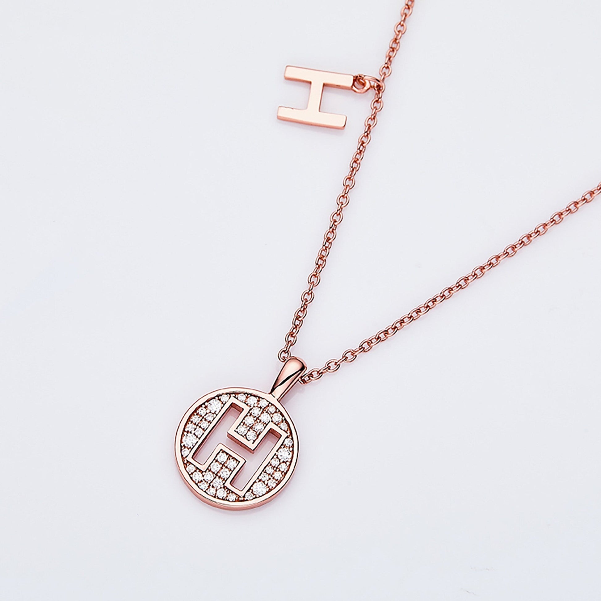 Customized "H" Letter Moissanite Diamond Necklace - farrellouise