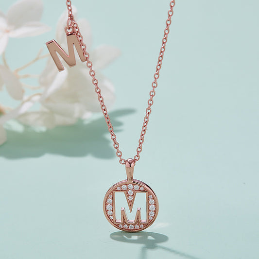 Customized "M" Letter Moissanite Diamond Necklace - farrellouise