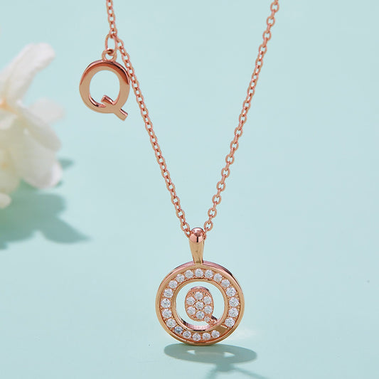 Customized "Q" Letter Moissanite Diamond Necklace - farrellouise