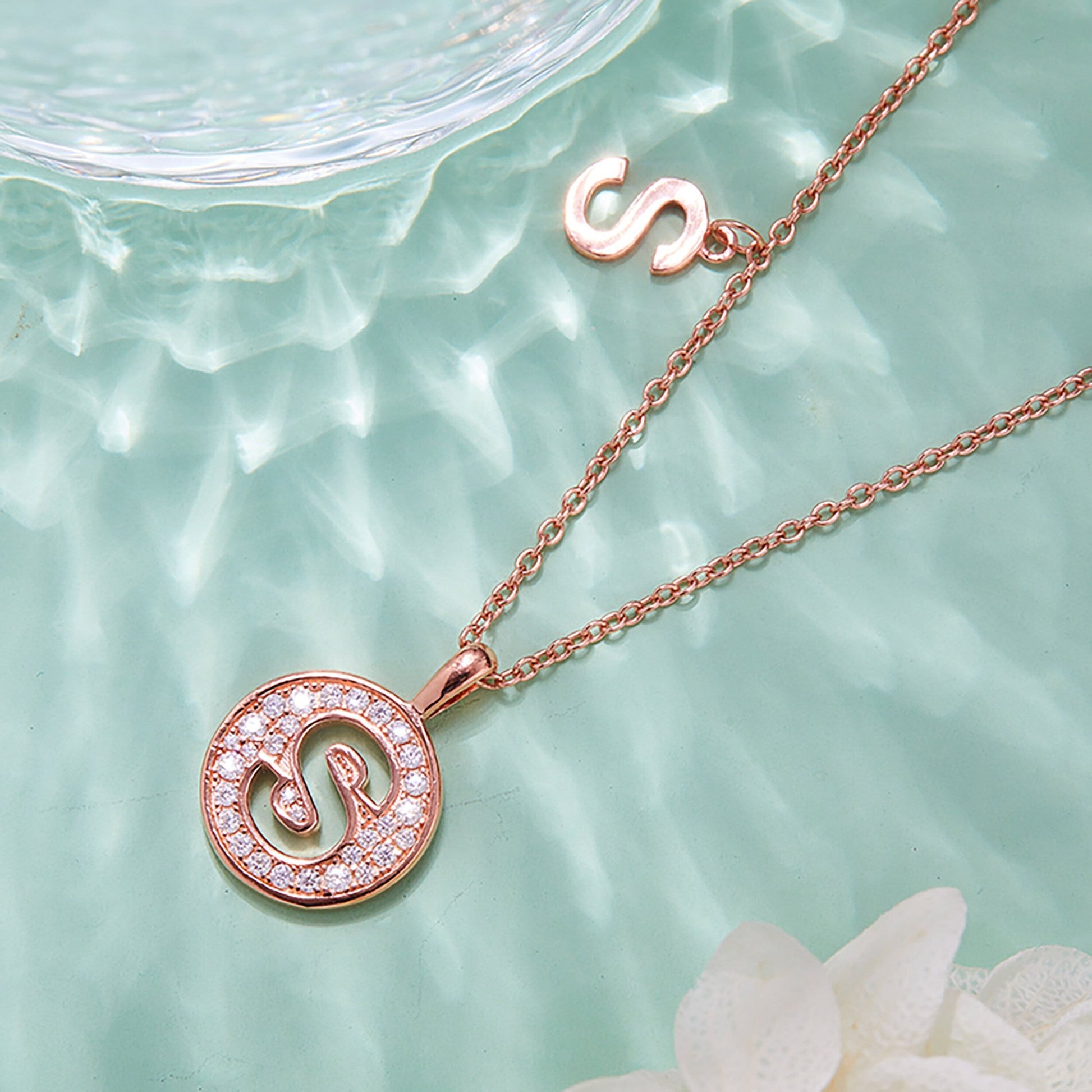 Customized "S" Letter Moissanite Diamond Necklace - farrellouise