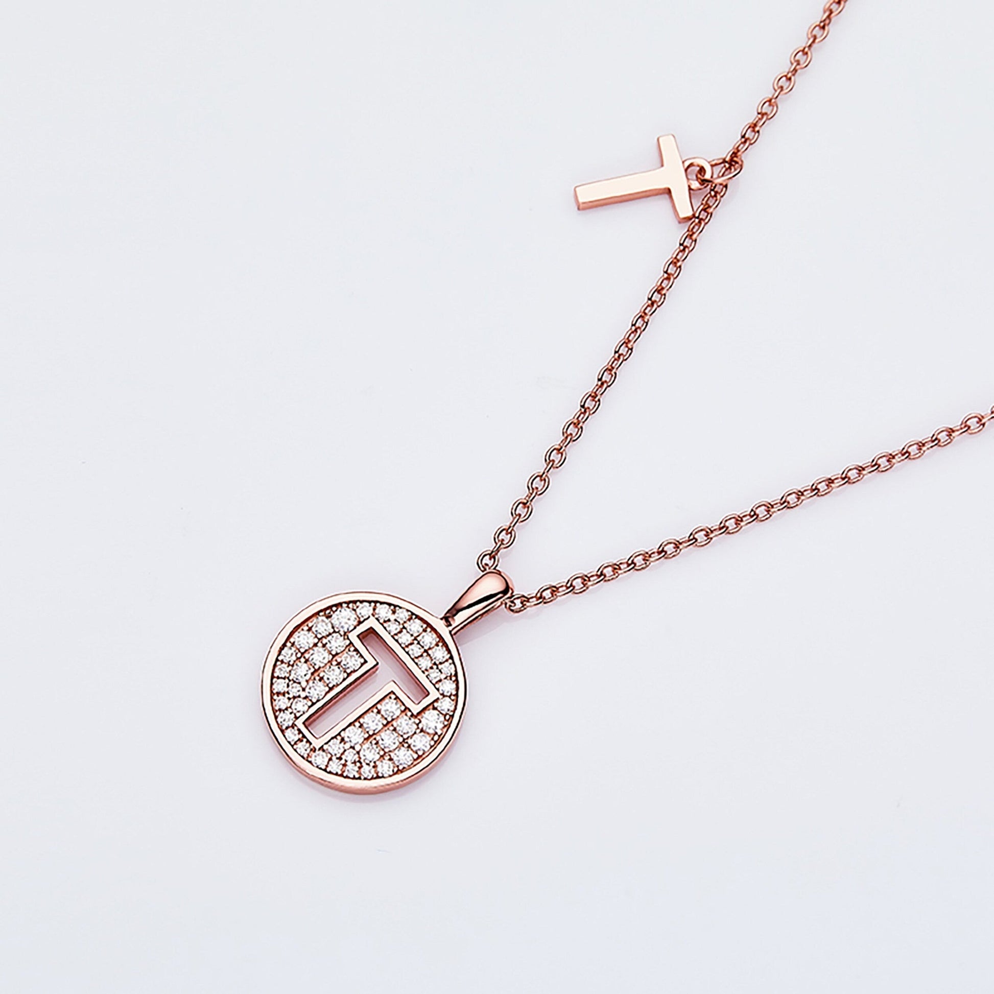 Customized "T" Letter Moissanite Diamond Necklace - farrellouise