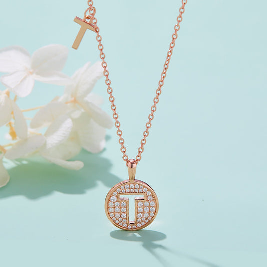 Customized "T" Letter Moissanite Diamond Necklace - farrellouise