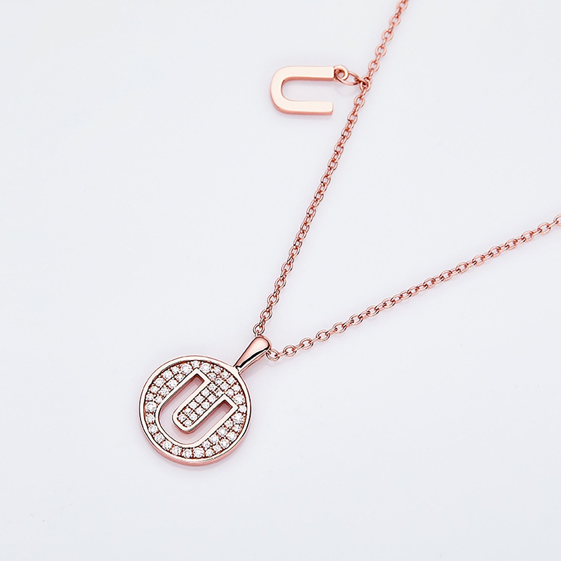 Customized "U" Letter Moissanite Diamond Necklace - farrellouise