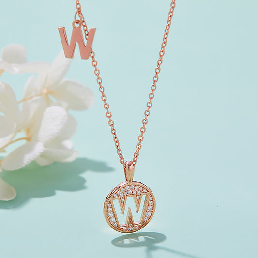 Customized "W" Letter Moissanite Diamond Necklace - farrellouise
