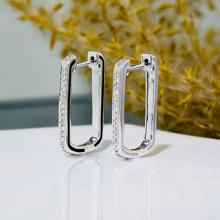 0.15 TCW Round Moissanite Diamond Hoop Earrings - farrellouise