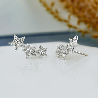 0.45 TCW Round Moissanite Diamond Trio Ear Crawler Earrings - farrellouise