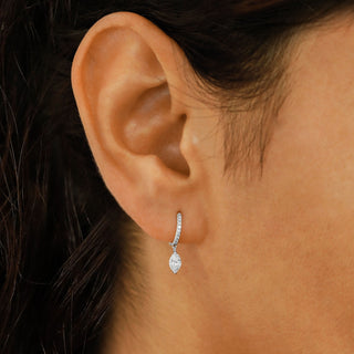 0.63 TCW Marquise & Round Moissanite Diamond Dangle Drop Hoop Earrings - farrellouise