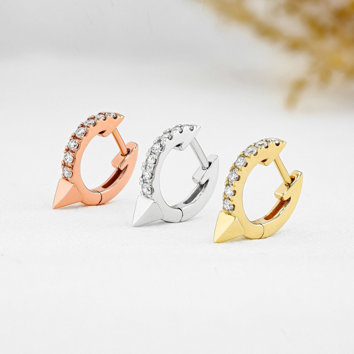 0.26 TCW Round Moissanite Diamond Huggie Hoop Earrings - farrellouise