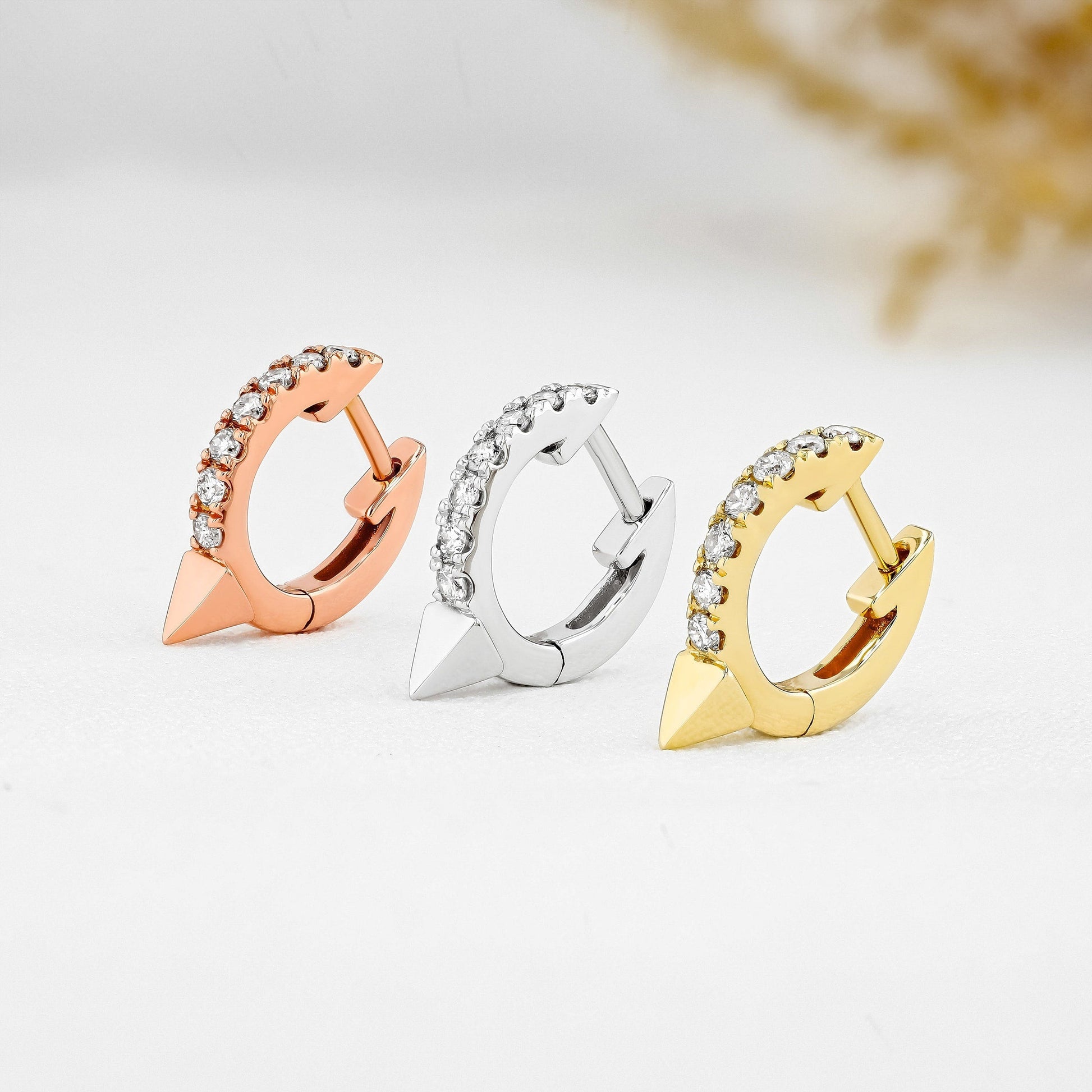 0.26 TCW Round Moissanite Diamond Huggie Hoop Earrings - farrellouise