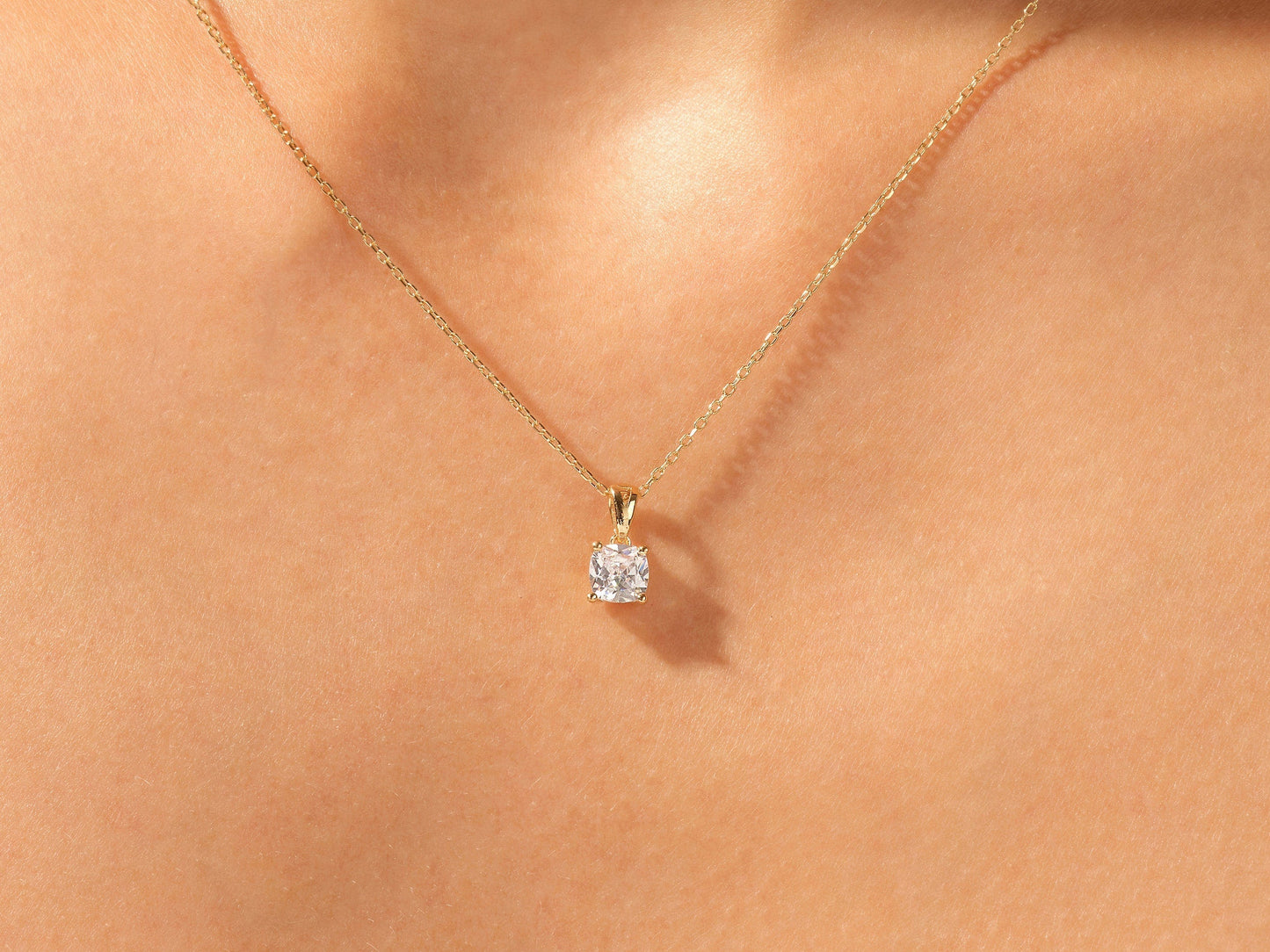 1.0 CT Cushion Moissanite Diamond Solitaire Necklace - farrellouise