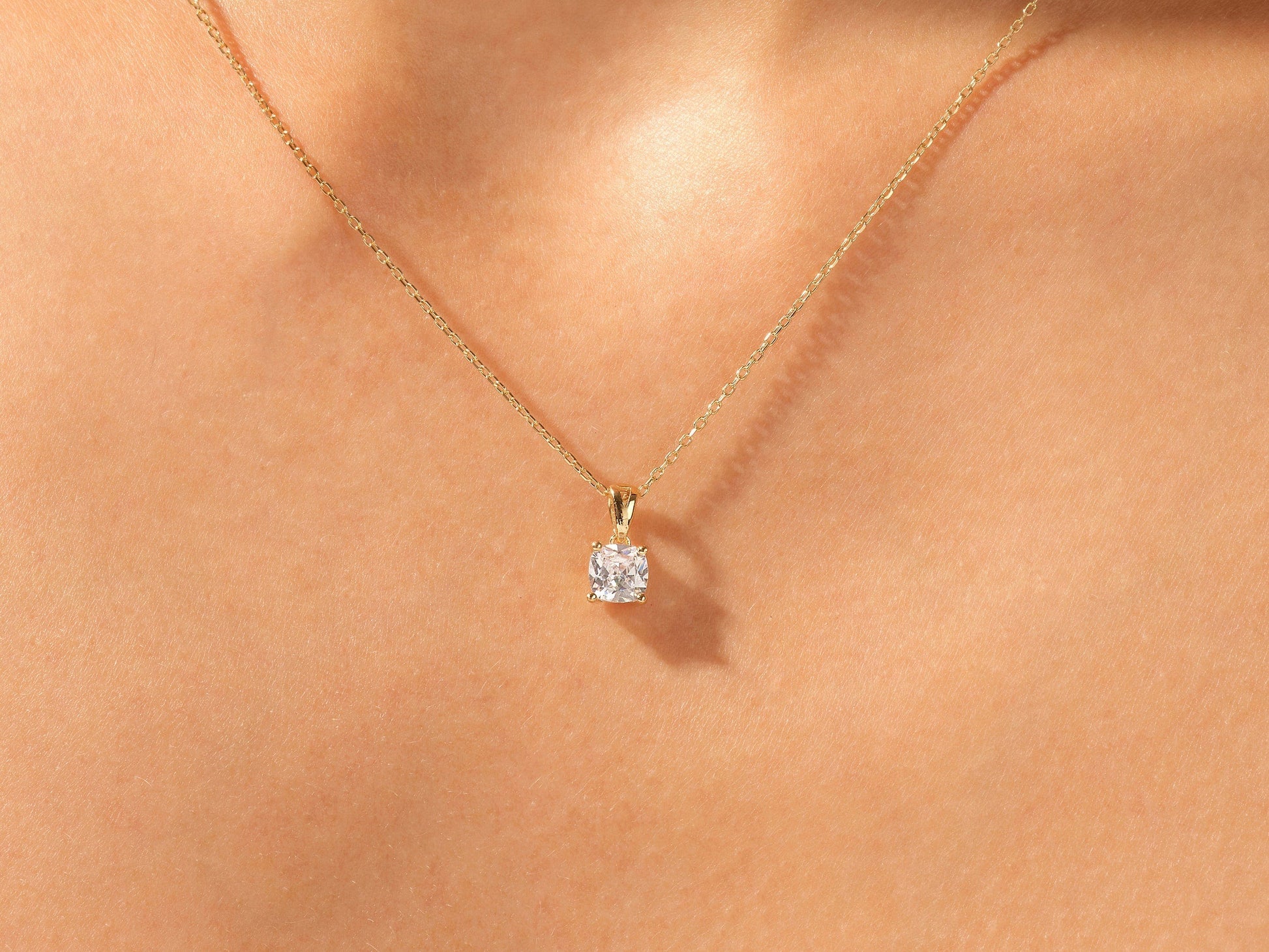 1.0 CT Cushion Moissanite Diamond Solitaire Necklace - farrellouise