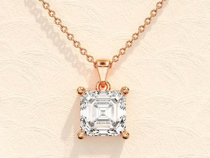 1.0 CT Asscher Moissanite Diamond Solitaire Necklace - farrellouise