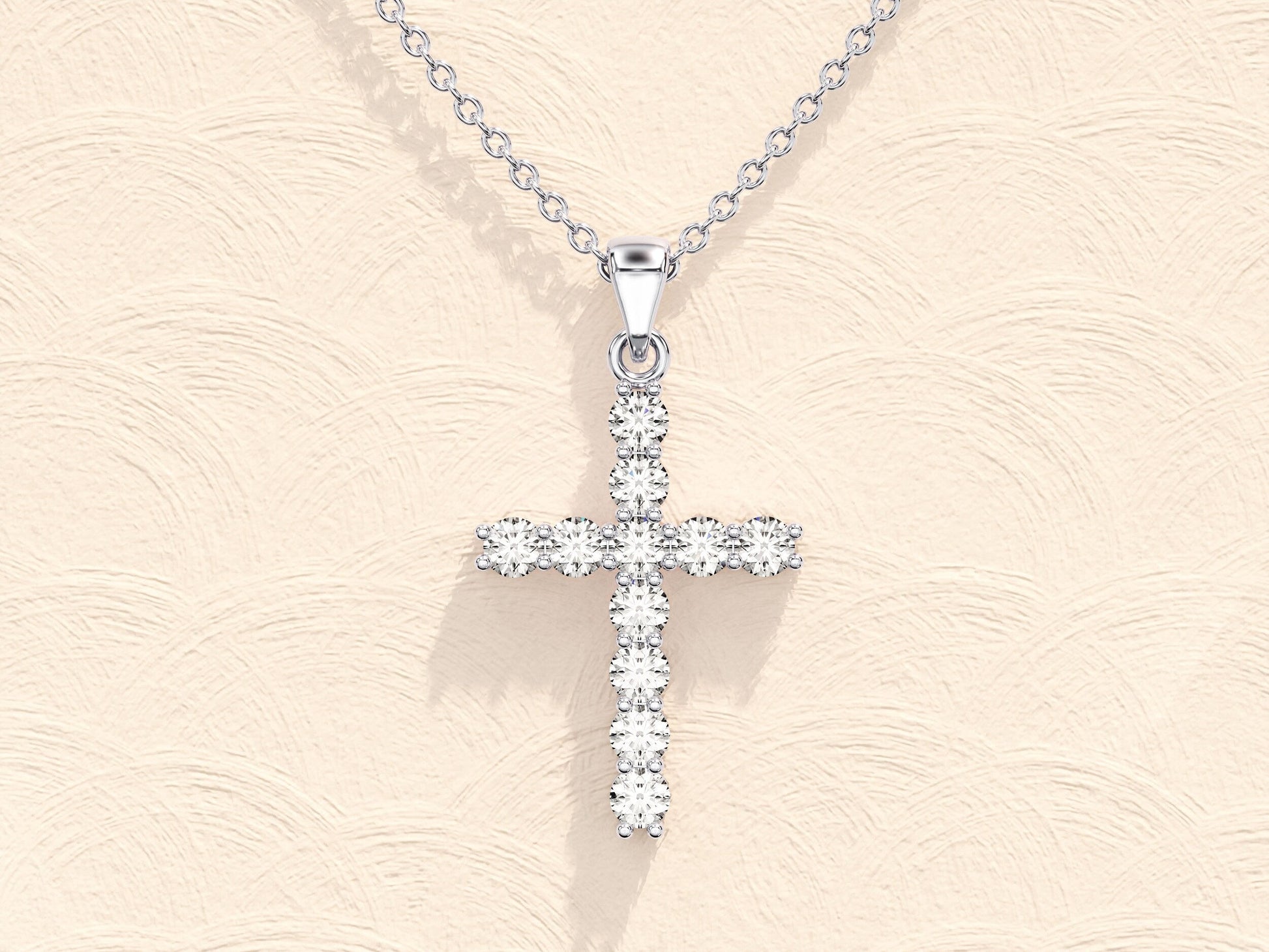 0.22 TCW Round Moissanite Diamond Cross Pendent Necklace - farrellouise