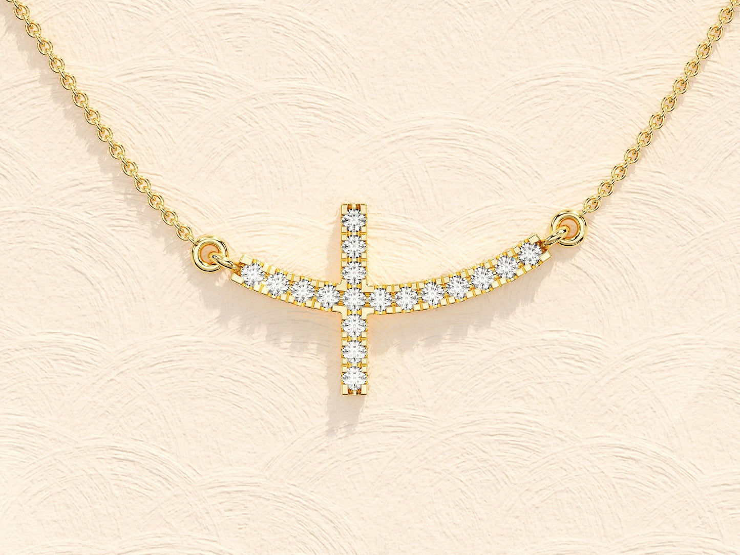 0.27 TCW Round Moissanite Diamond Sideways Cross Necklace - farrellouise