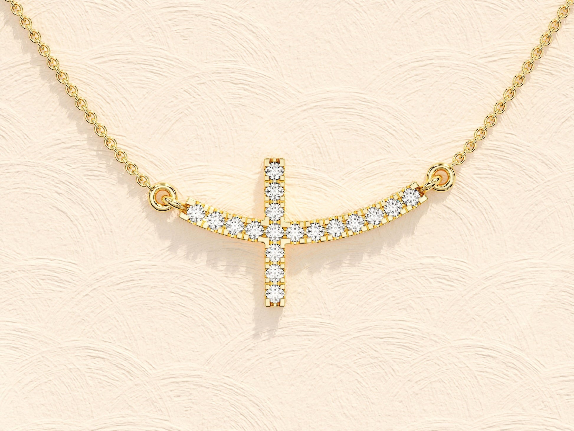 0.27 TCW Round Moissanite Diamond Sideways Cross Necklace - farrellouise