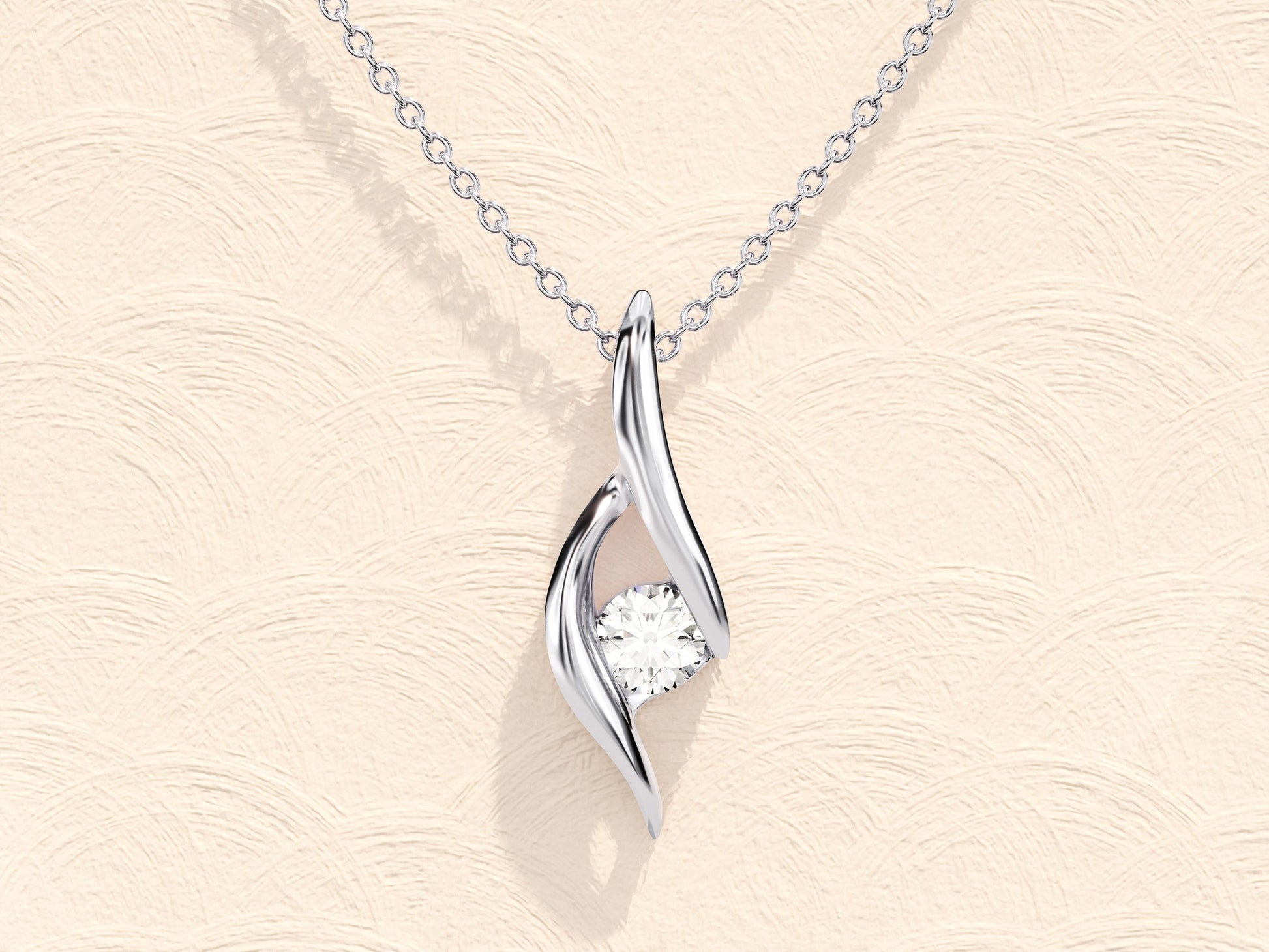 0.10 TCW Round Moissanite Diamond Solitaire Necklace - farrellouise