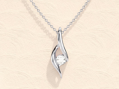 0.10 TCW Round Moissanite Diamond Solitaire Necklace - farrellouise