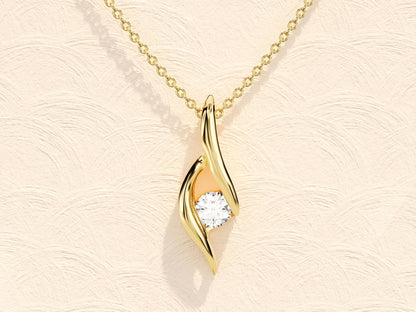 0.10 TCW Round Moissanite Diamond Solitaire Necklace - farrellouise