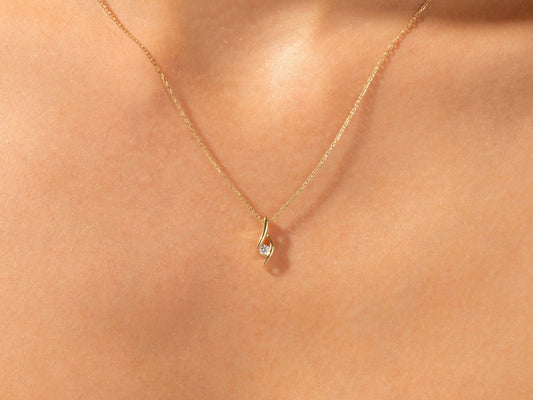 0.10 TCW Round Moissanite Diamond Solitaire Necklace - farrellouise