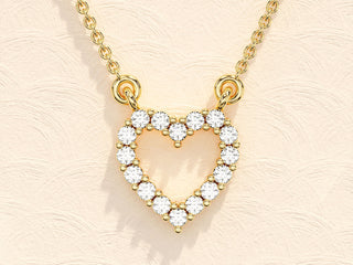 0.24 TCW Round Moissanite Diamond Heart Shaped Pendent Necklace - farrellouise
