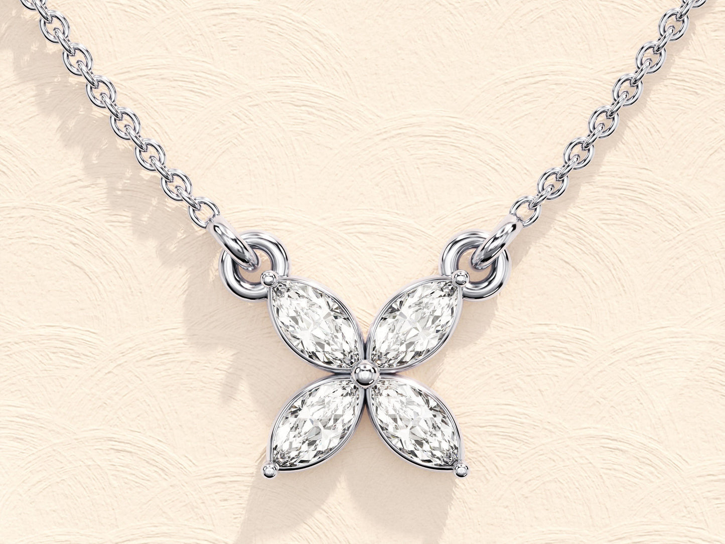 0.40 TCW Marquise Moissanite Diamond Clover Necklace - farrellouise