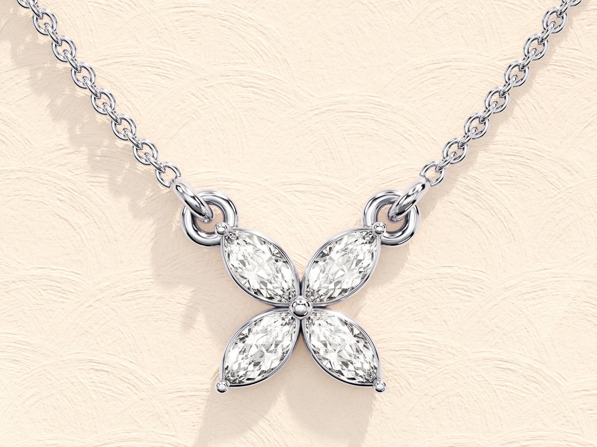 0.40 TCW Marquise Moissanite Diamond Clover Necklace - farrellouise