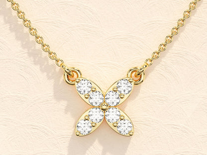 0.24 TCW Round Moissanite Diamond Clover Necklace - farrellouise