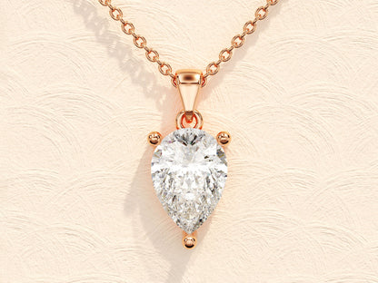1.0 CT Pear Moissanite Diamond Solitaire Necklace - farrellouise