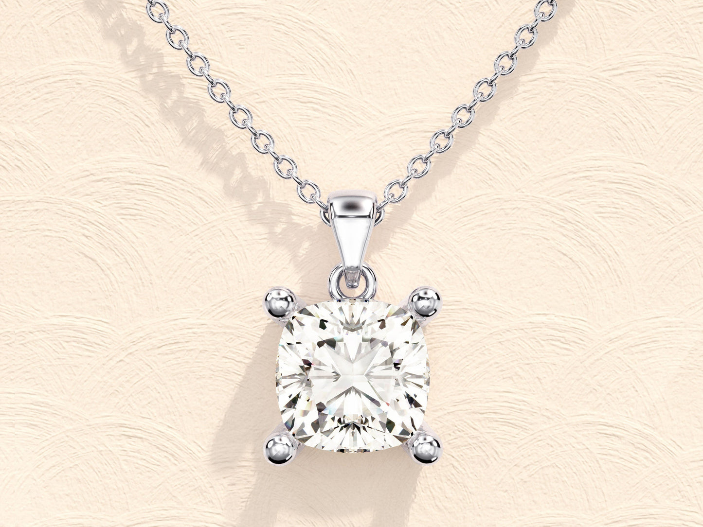 1.0 CT Cushion Moissanite Diamond Solitaire Necklace - farrellouise