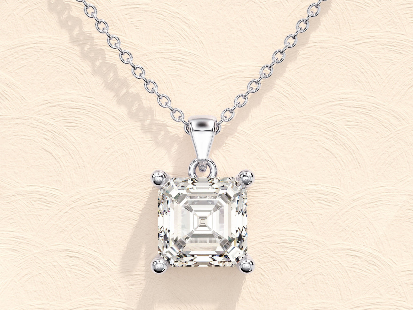 1.0 CT Asscher Moissanite Diamond Solitaire Necklace - farrellouise