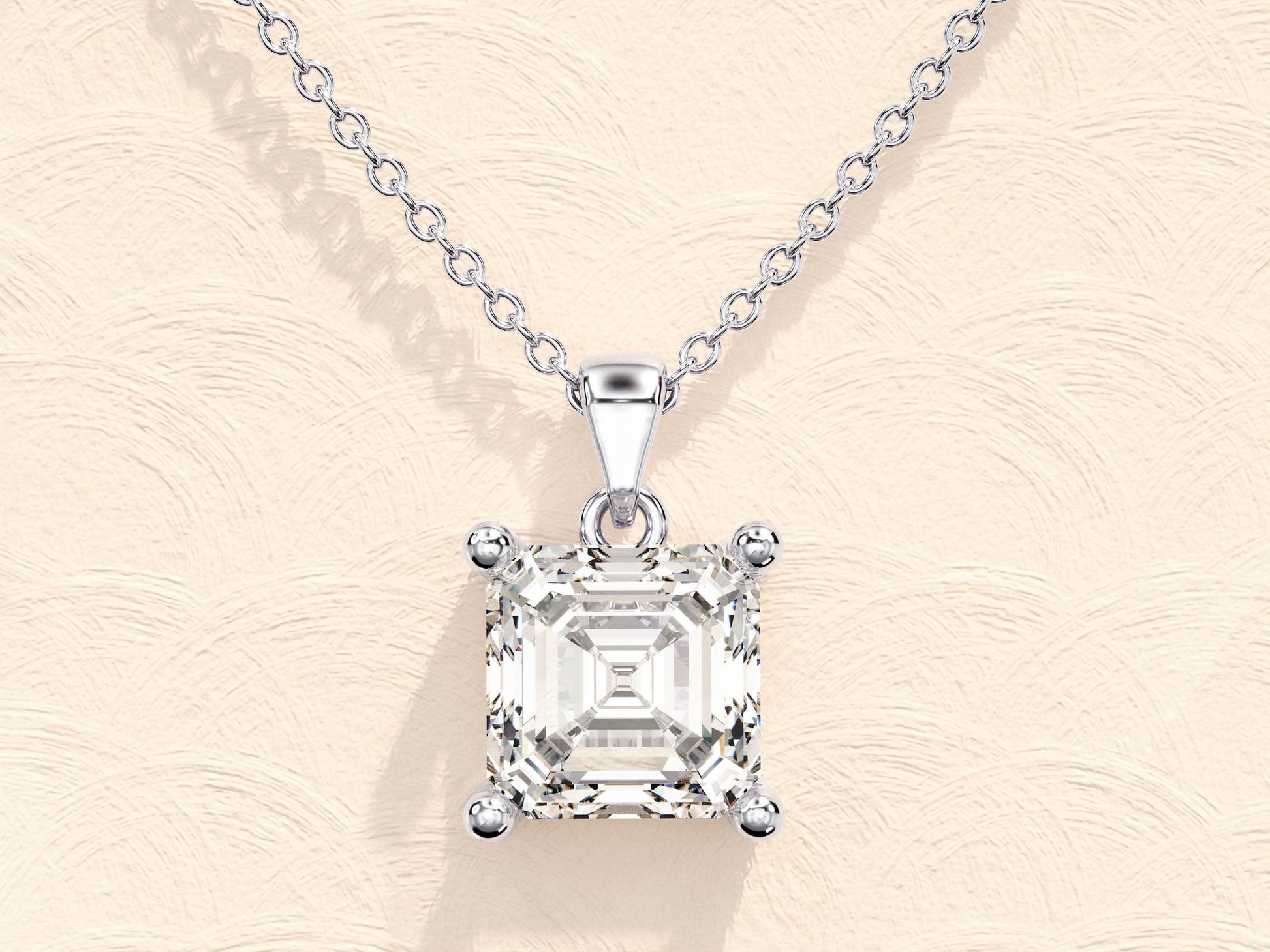 1.0 CT Asscher Moissanite Diamond Solitaire Necklace - farrellouise