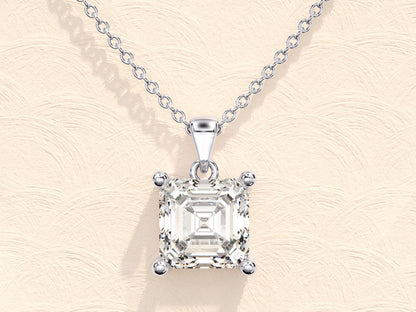 1.0 CT Asscher Moissanite Diamond Solitaire Necklace - farrellouise