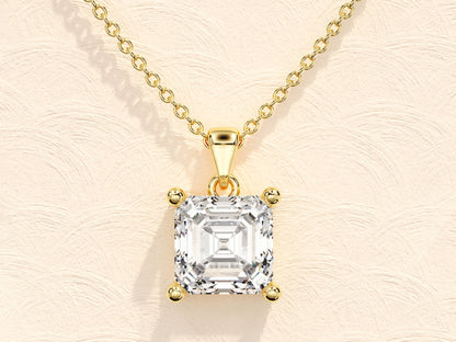1.0 CT Asscher Moissanite Diamond Solitaire Necklace - farrellouise