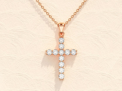 0.22 TCW Round Moissanite Diamond Cross Pendent Necklace - farrellouise