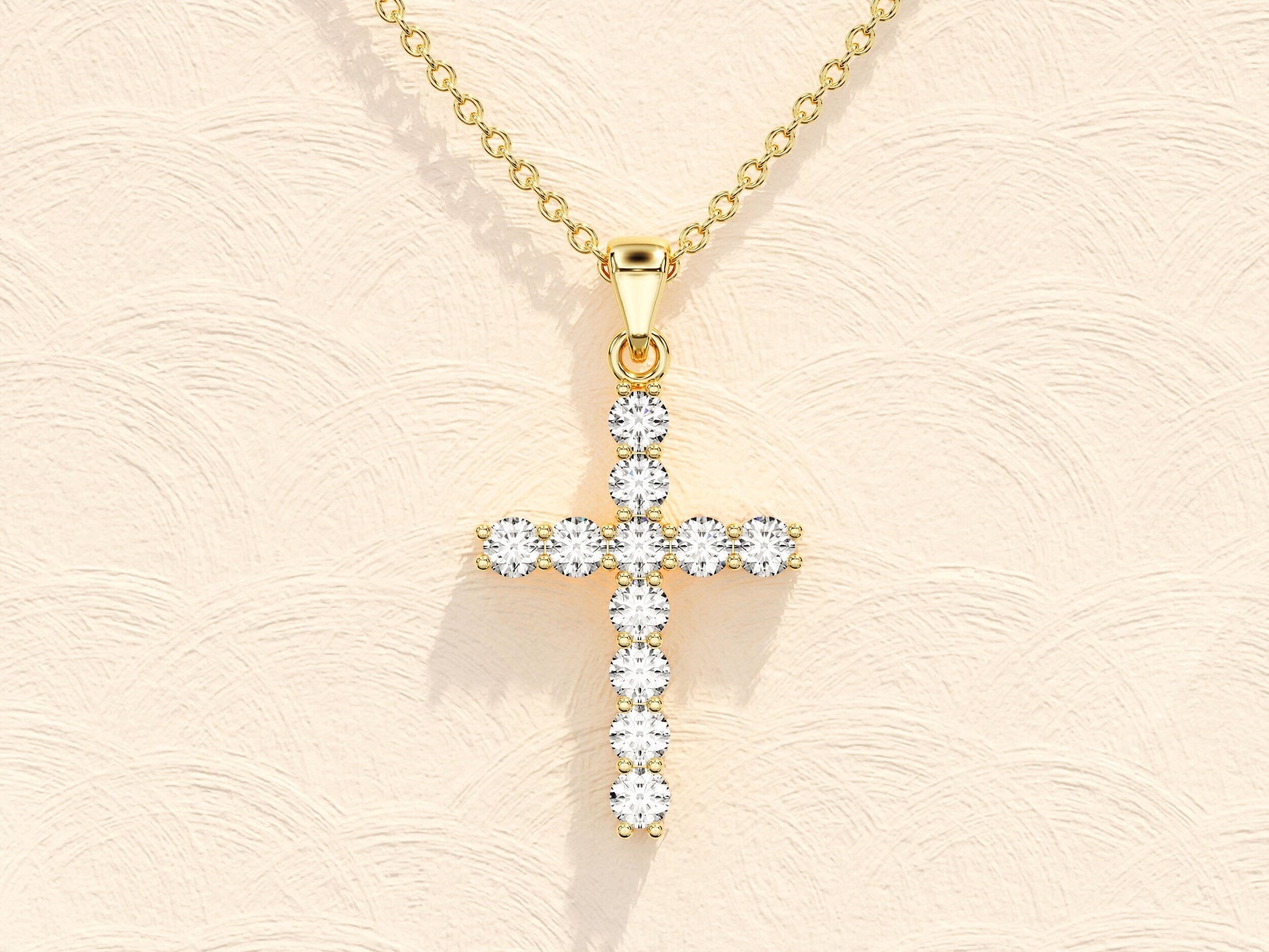 0.22 TCW Round Moissanite Diamond Cross Pendent Necklace - farrellouise