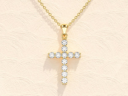 0.22 TCW Round Moissanite Diamond Cross Pendent Necklace - farrellouise