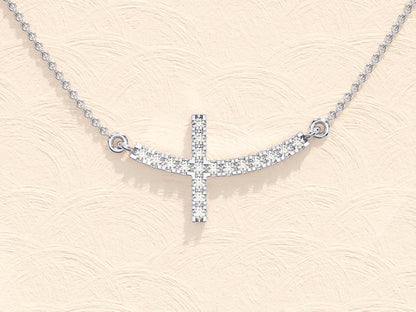 0.27 TCW Round Moissanite Diamond Sideways Cross Necklace - farrellouise