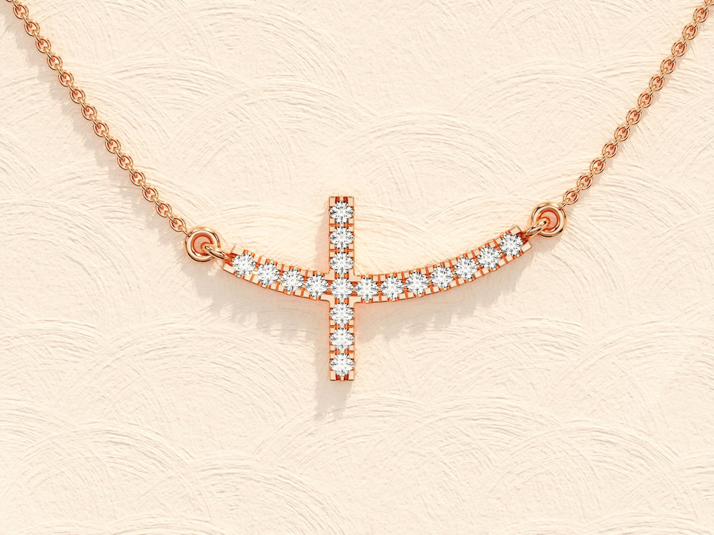 0.27 TCW Round Moissanite Diamond Sideways Cross Necklace - farrellouise