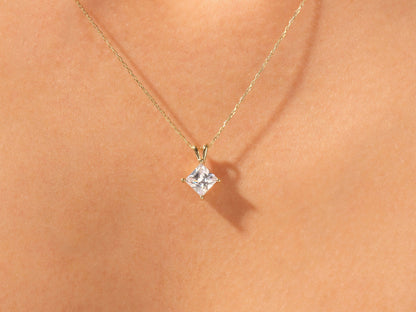 1.0 CT Princess Moissanite Diamond Solitaire Necklace - farrellouise