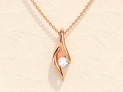 0.10 TCW Round Moissanite Diamond Solitaire Necklace - farrellouise