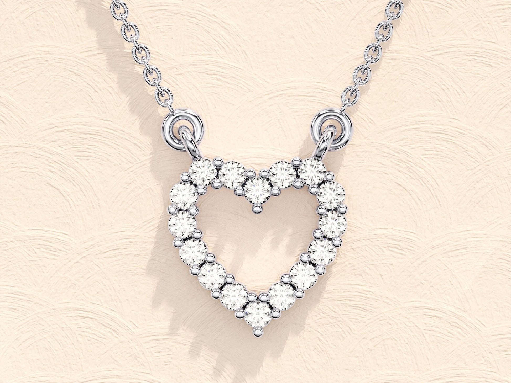 0.24 TCW Round Moissanite Diamond Heart Shaped Pendent Necklace - farrellouise