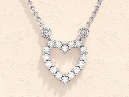 0.24 TCW Round Moissanite Diamond Heart Shaped Pendent Necklace - farrellouise
