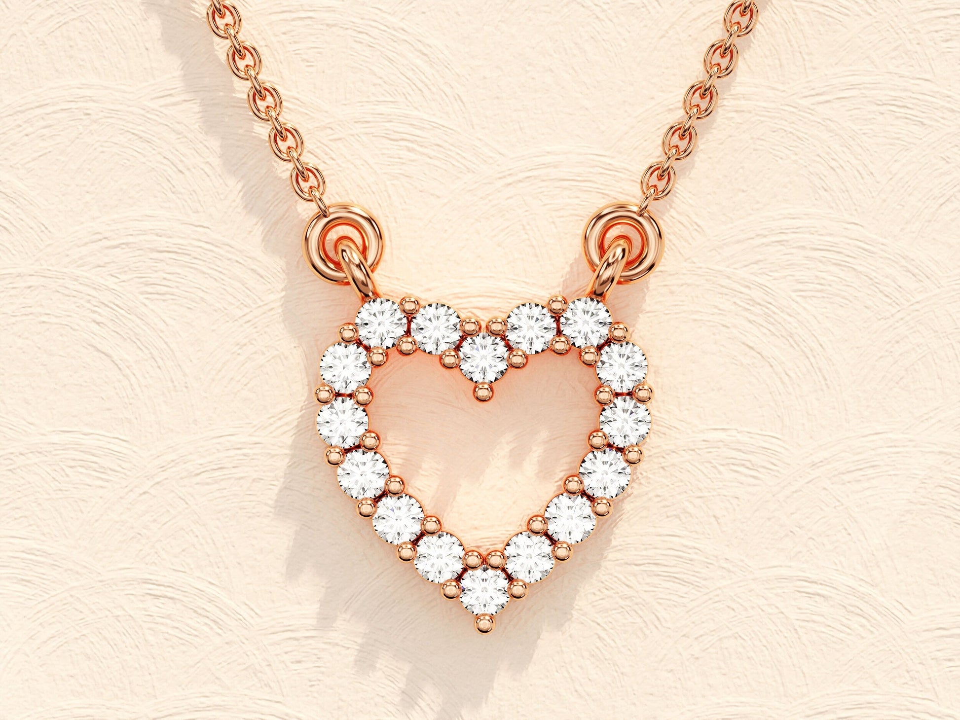 0.24 TCW Round Moissanite Diamond Heart Shaped Pendent Necklace - farrellouise
