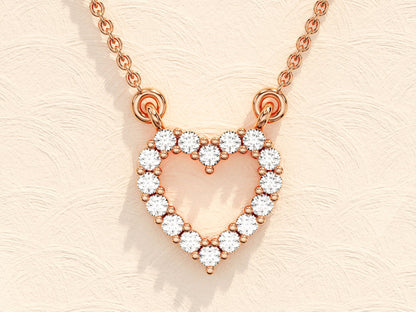 0.24 TCW Round Moissanite Diamond Heart Shaped Pendent Necklace - farrellouise