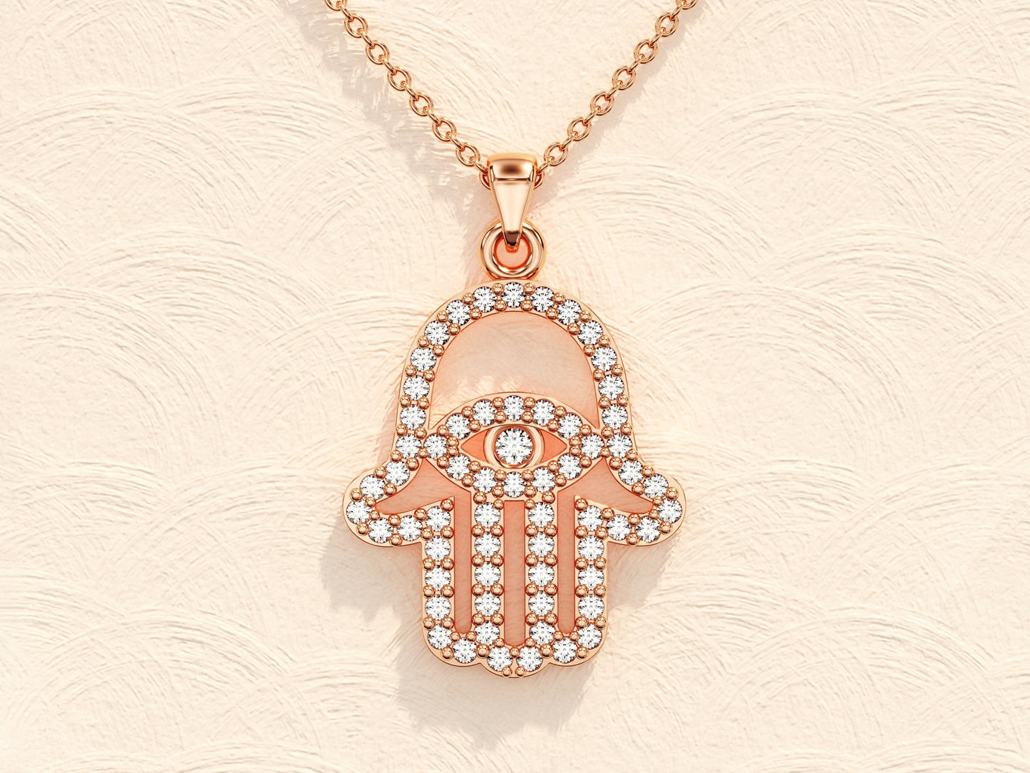 0.31 TCW Round Moissanite Diamond Hamsa Necklace - farrellouise