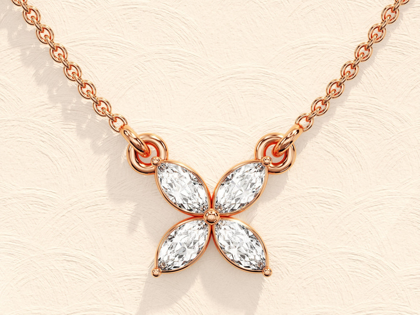 0.40 TCW Marquise Moissanite Diamond Clover Necklace - farrellouise